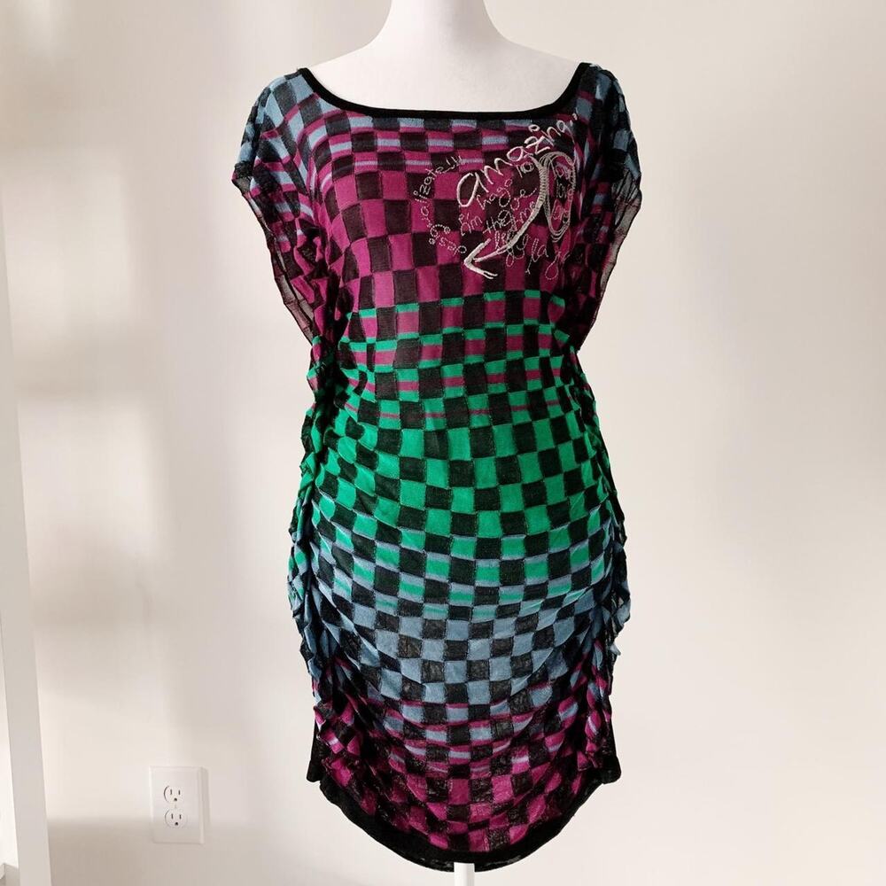 Y2K Desigual Checkered Dress S NWT
